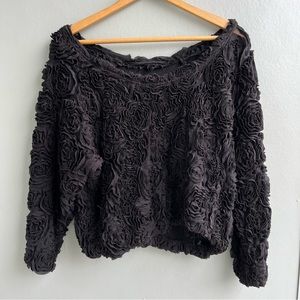 American Apparel 3D Rose Stretchy Cropped Sweater